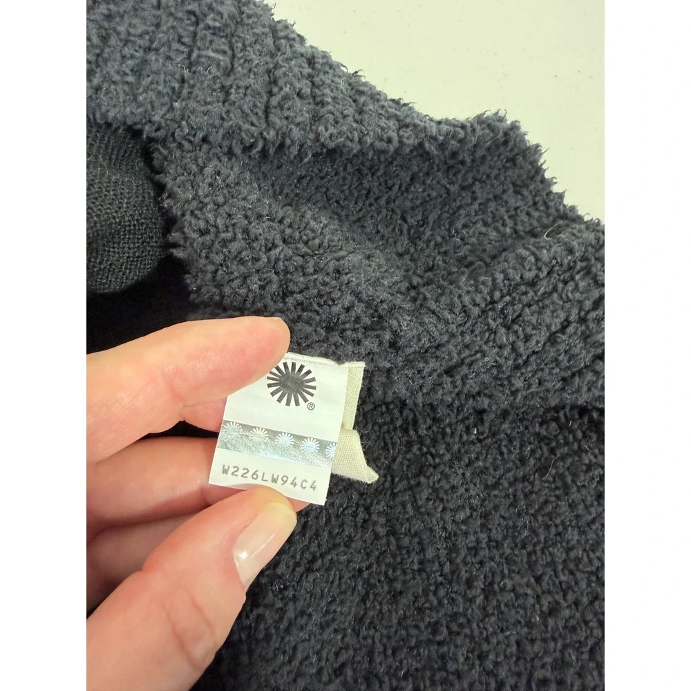 UGG Fremont Fluffy Cardigan Women XS Black Open Front Fuzzy Knit Sweater 1098870